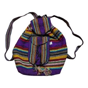 Artesanias Lillo colorful woven backpack